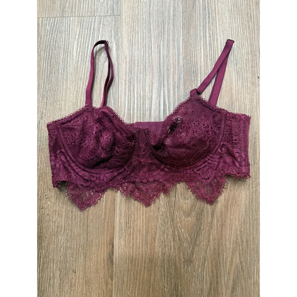 Victoria's Secret Push Up Without‎ Padding Lace Bra Bralette Plum Purple 32C